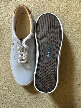 Polo by Ralph Lauren Light Blue and White Canvas Sneakers
